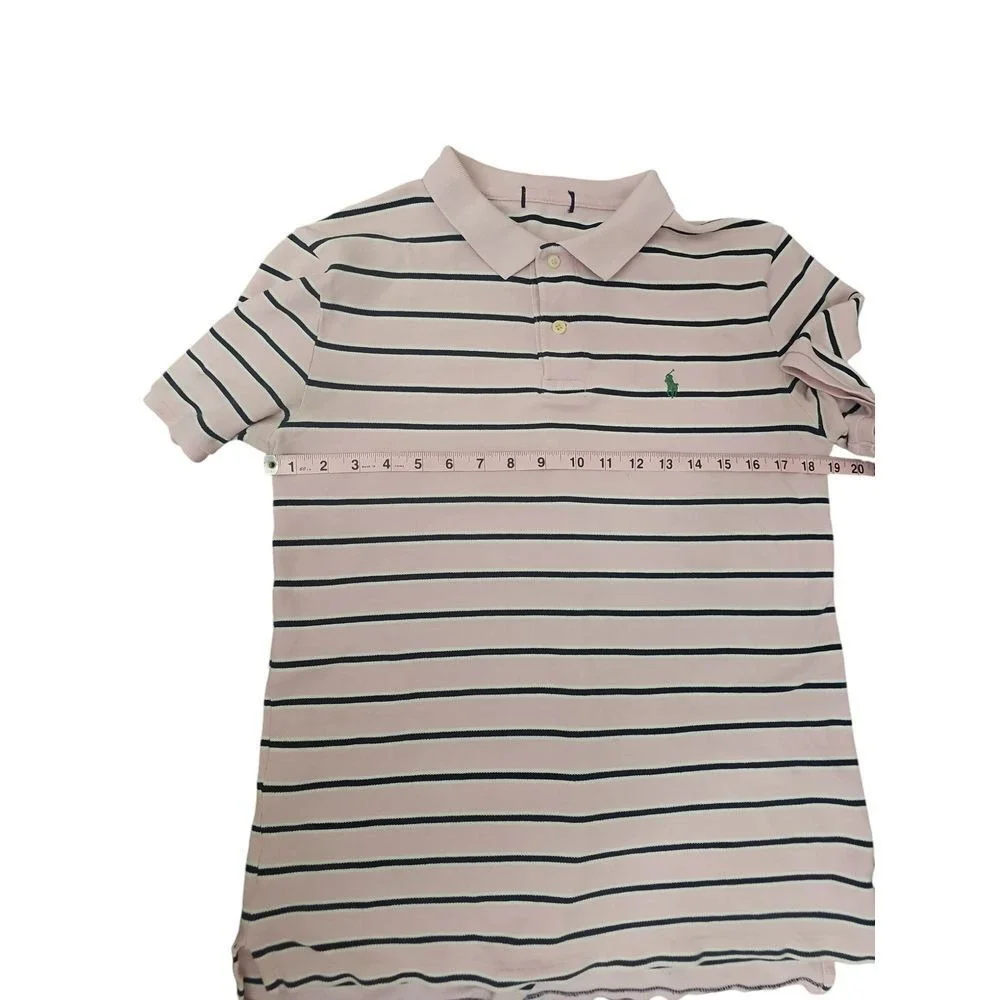 Ralph Lauren Pink Striped Polo Shirt Classic Preppy Style‎ Short Sleeve S